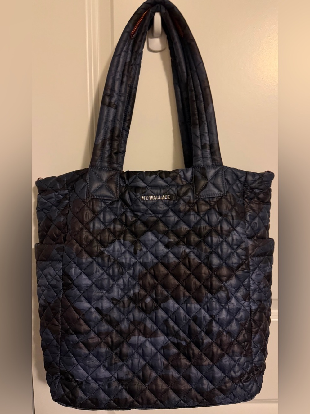 MZ Wallace Max Tote in Black and Blue Camo
